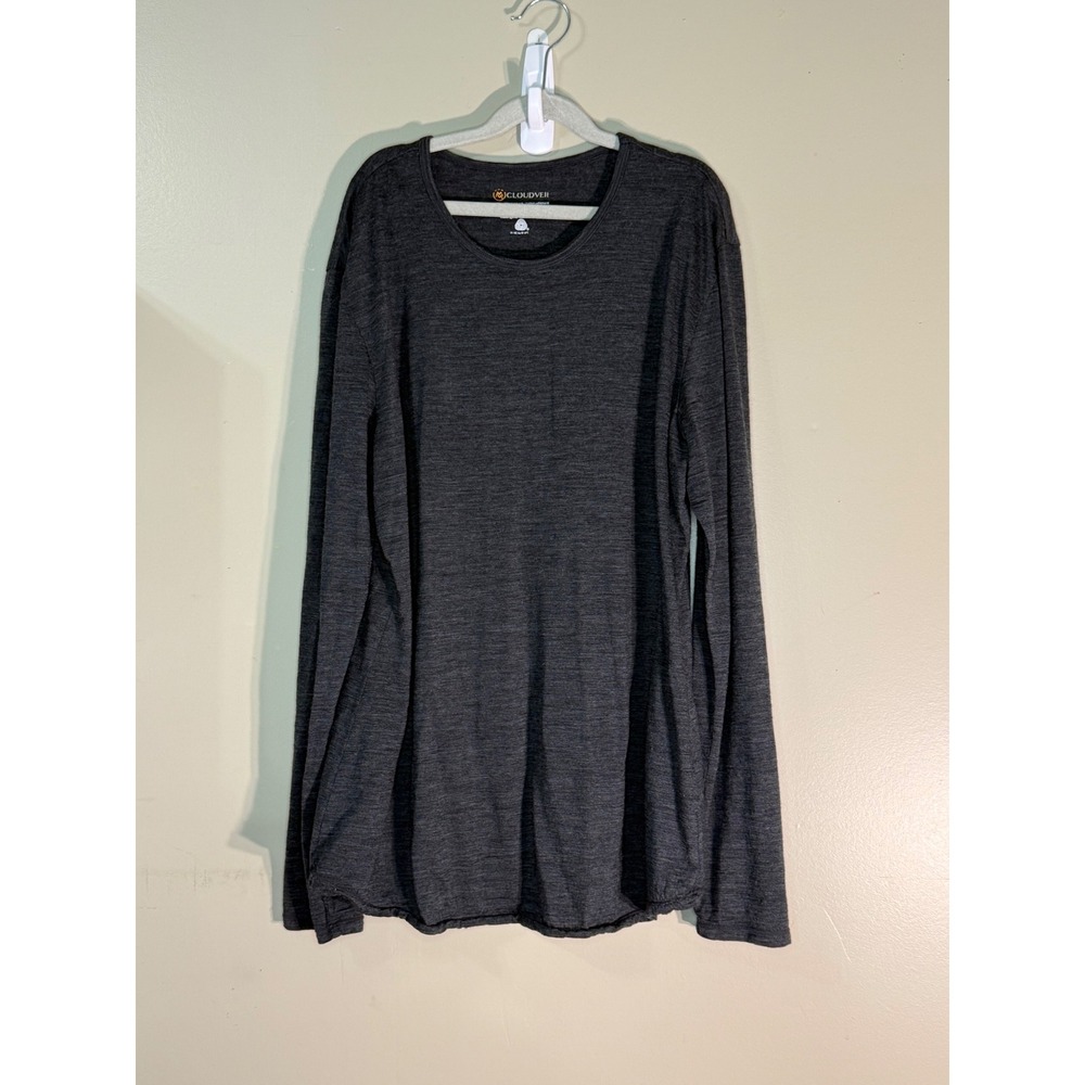 Cloudveil Minimalist 100% Merino Wool Long Sleeve Crewneck Shirt Gray XL